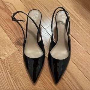 Franco Sarto Black Patent Leather Slingback Heels 10